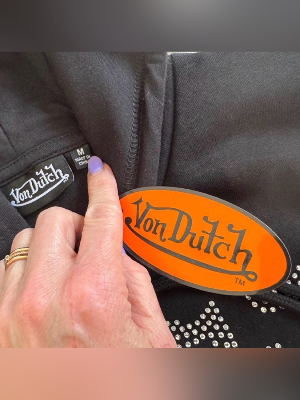 Von Dutch Bejeweled Cropped Hoodie - Picture 3 of 10